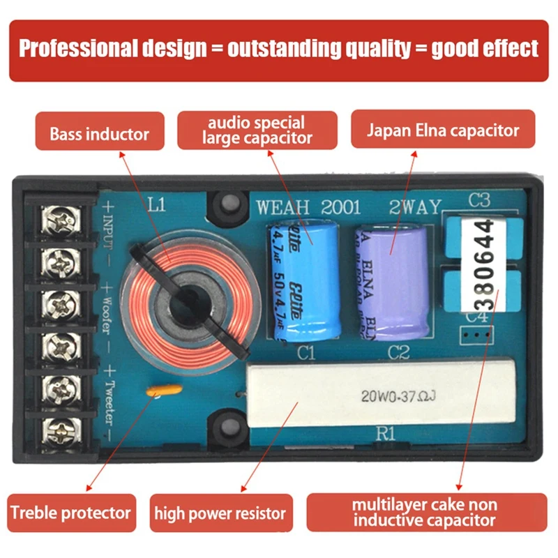 

Car Two-Way Frequency Divider, Car o Modification, Two-Way Frequency Sound Quality Improvement Tool WEAH-2001