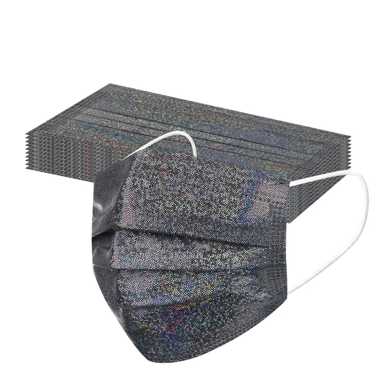 10pcs Adult Face Masks Disposable Bronzing Reflective Flash Four-layer Desechable Printing Mask Mouth Cover Halloween Cosplay - купить по