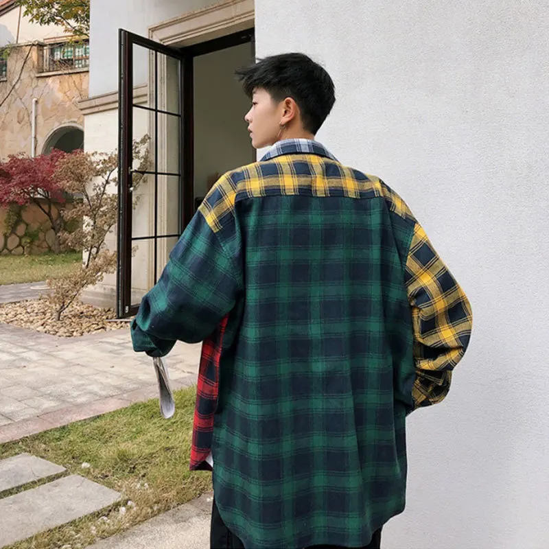 Liketkit 2020 Мужская Новая Повседневная Хип-хоп рубашка мужская цветная Лоскутная