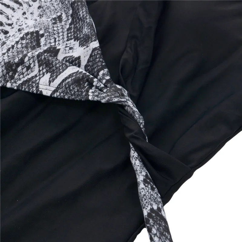 Sexy Women Snake Skin Printed Monokini Bodysuit Bikinis Swimming Bathing Swimsuit Color Patchwork Padded Bandage Beach Swimwear |
