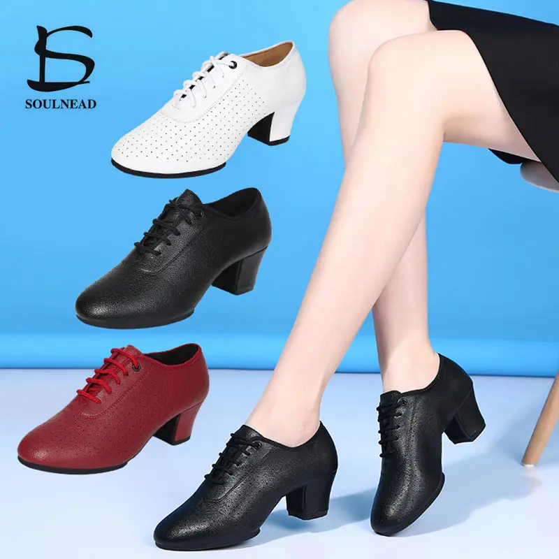 Women Latin Jazz Dance Shoes Female Ballroom Salsa Tango Dancing Shoes White Soft Sole Woman Practice Dance Sneakers Size 34-42