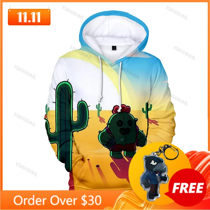 

Browlersss Cartoon Star, Tops Teen Clothes Crow Shooter Kids Hoodie Shooting Game Spike 3D Print Sweatshirt Tops Boys Girls