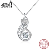 effie queen crystal women s925 sterling silver necklaces cute fox pendant necklace for women lady girl jewelry best gift bn53