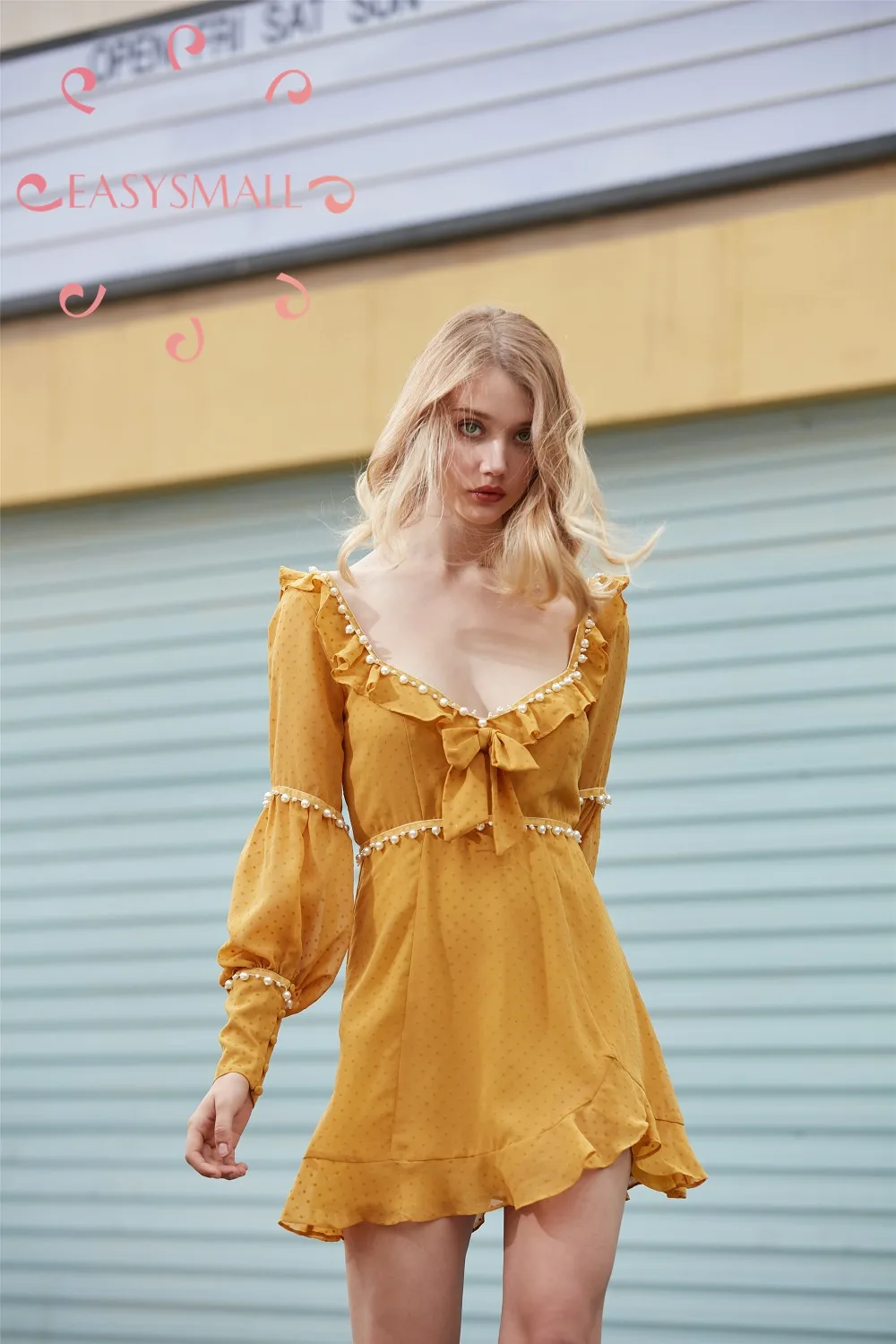 EASYSMALL модное женское платье в стиле кантри жемчужные желтые высококачественные