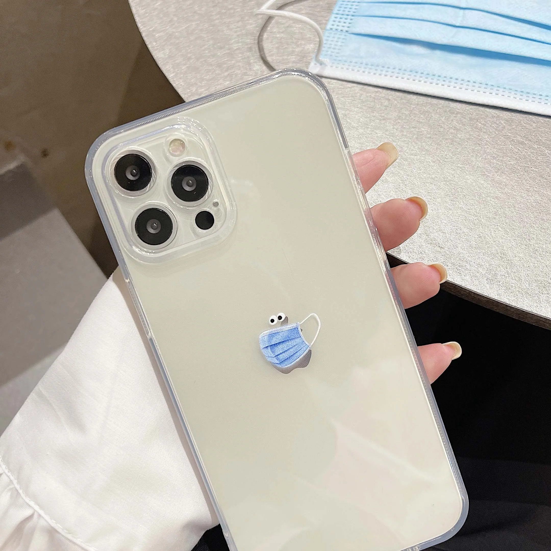 

Face mask soft silicone phone protective case for iphone 11 12 mini pro max xr 8 plus xsmax 7 x cute cartoon cover shell funda