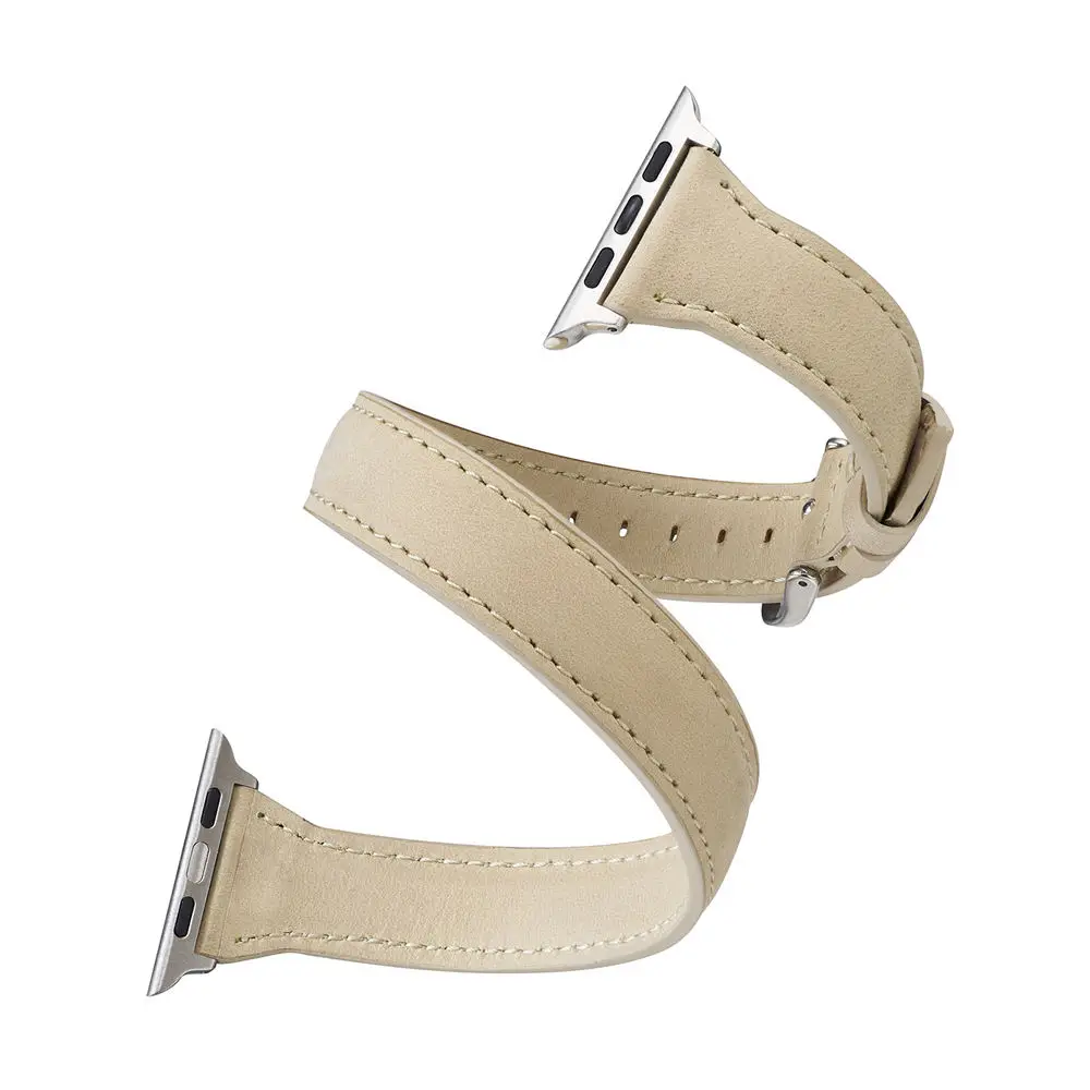 

Double Tour For Apple Watch Band Series 6 SE 5 4 Strap 40mm 44mm iWatch 3 2 1 Band 42mm 38mm Genuine Leather Bracelet Watchbands