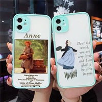 anne of green gables phone case for iphone 12 11 mini pro xr xs max 7 8 plus x matte transparent blue back cover