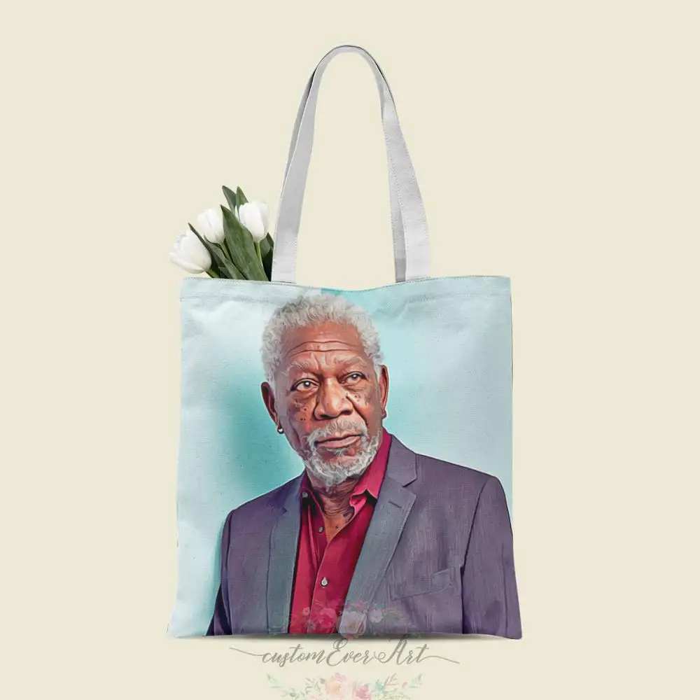 

Morgan Freeman tote bag custom canvas tote bags for women for teacher Birthday Bags Gift Bag personalized gifts