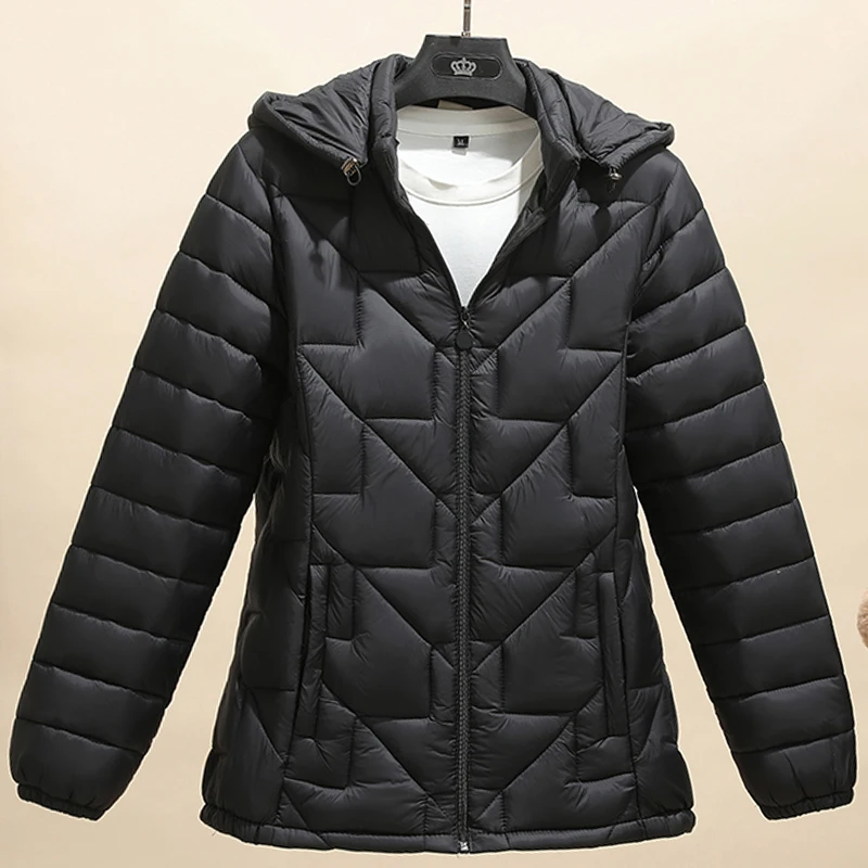 

Autumn Winter Women's Cotton Jacket New Solid Color Black Cotton Padded Coat Woman Parkas Middle-aged Elderly Mothers Clothing