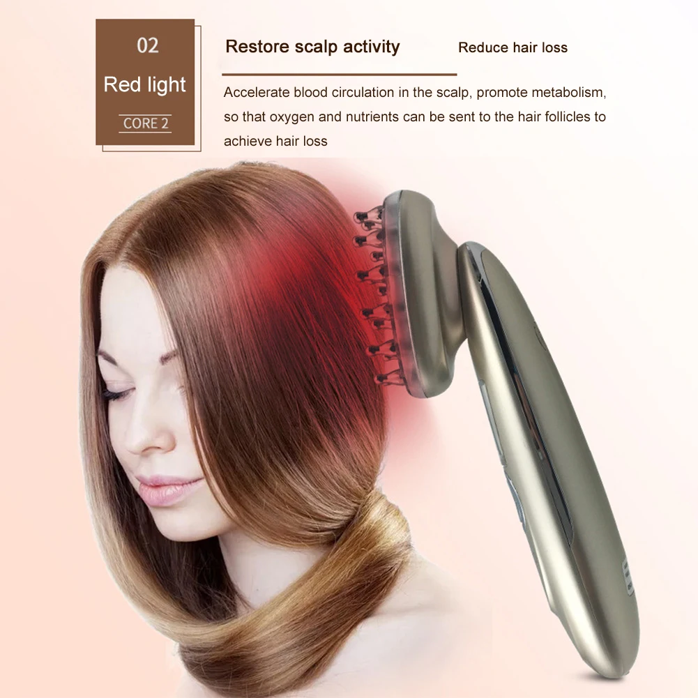

Electric Laser Hair Growth Comb Anti Hair Loss Treatment Infrared RF Nano Red Light EMS Vibration Scalp Massage Brush