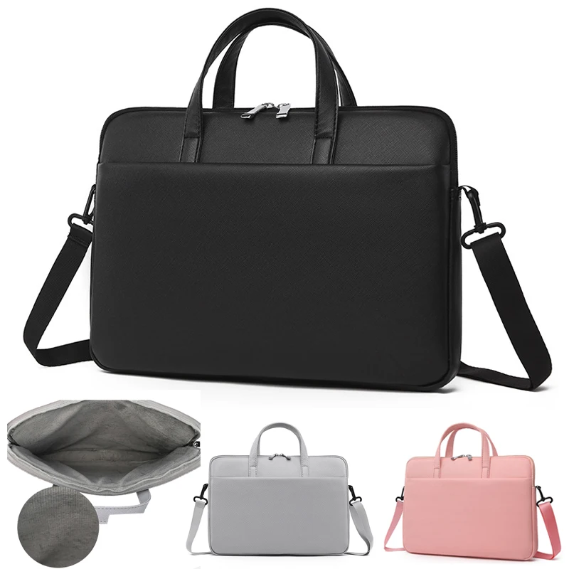 

PU Leather Laptop Bag 14 15.6 Handbag For Macbook Air Pro women Shoulder Briefcase Bag Waterproof case for xiaomi hp Storge Bag