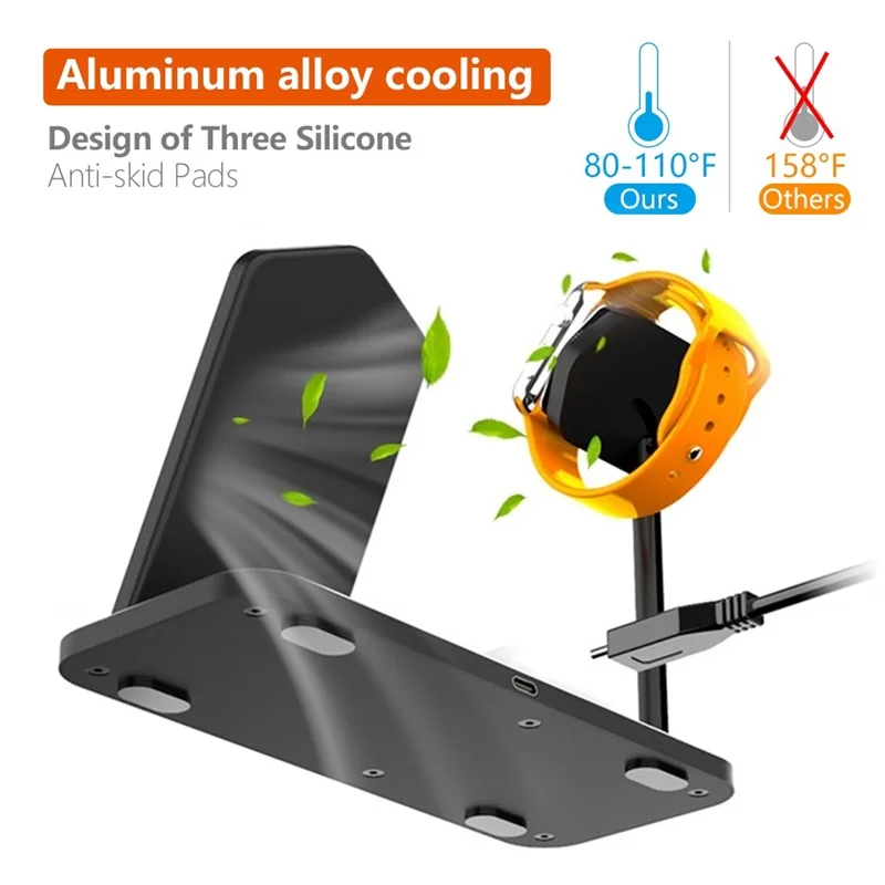 

Tongdaytech 18W Metal Qi Wireless Charger For Airpods Apple Watch 5 4 3 2 1 Fast Charging Station For Iphone 8 Pus XS 11 Pro MAX