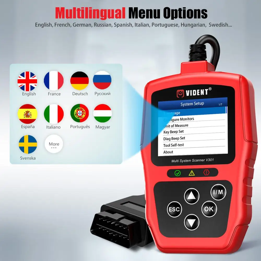 Сканер Vident V301 для автомобиля полная система OBD2 сканер с сбросом масляной батареи