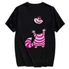 Забавные черные футболки CLOOCL из 100% хлопка, Повседневная футболка с 3D рисунком Чеширского кота для мужчин и женщин, хлопковые футболки, топы, Прямая поставка