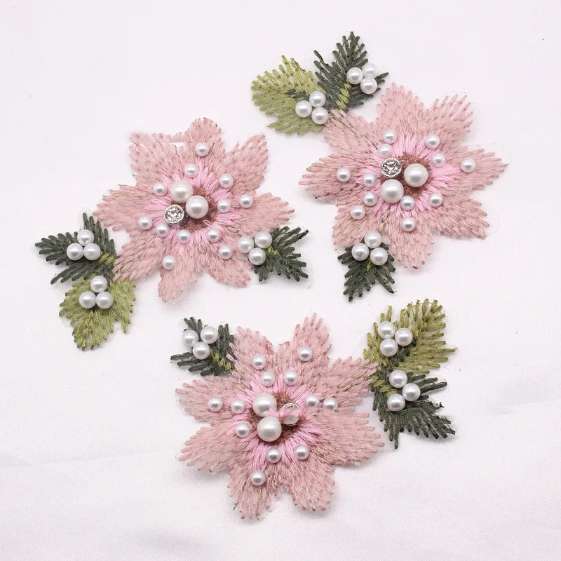 Вышитая бисером нашивка в форме цветка аппликация ПРИШИТАЯ тканевая паста для