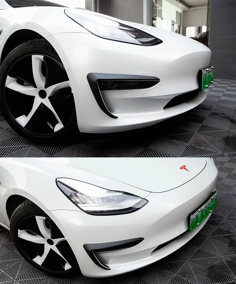 

2 piece/set Model 3 Tesla Front Blade Trim Accessories ABS Carbon Fiber Car Accessories Tesla Model Three For Tesla Model 3 2021
