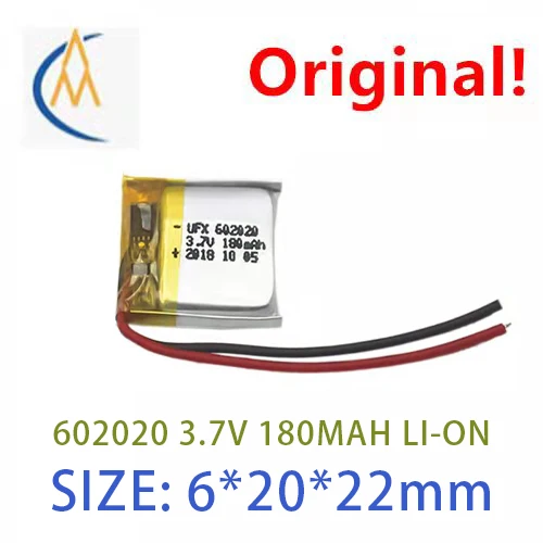 

UFX polymer lithium battery 602020 3.7V 180MAH GPS positioning small speaker Bluetooth headset with protection board full capaci