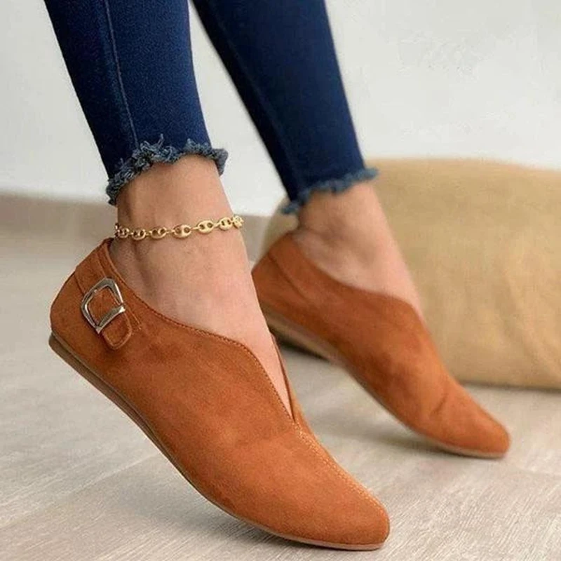 

2021 Pointed Toe Suede Women Flats Shoes Woman Loafers Summer Fashion Sweet Flat Casual Shoes Women Zapatos Mujer Plus Size35-43