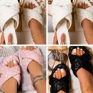 

2021 Women Summer PU Slides Summer Sandals Slipper Indoor Outdoor Black White Flip-flops Beach Female Shoes Sandalias De Mujer