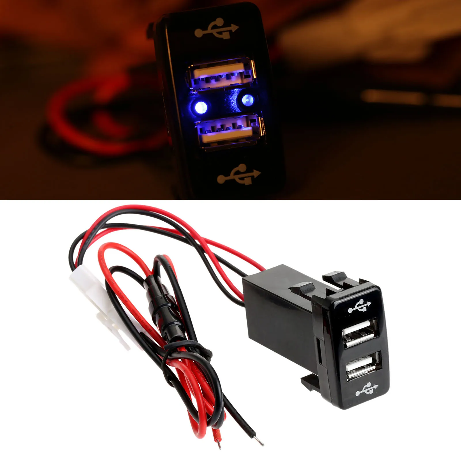 Автомобильное зарядное устройство с двумя USB портами адаптер КПК DVR аудиовход для