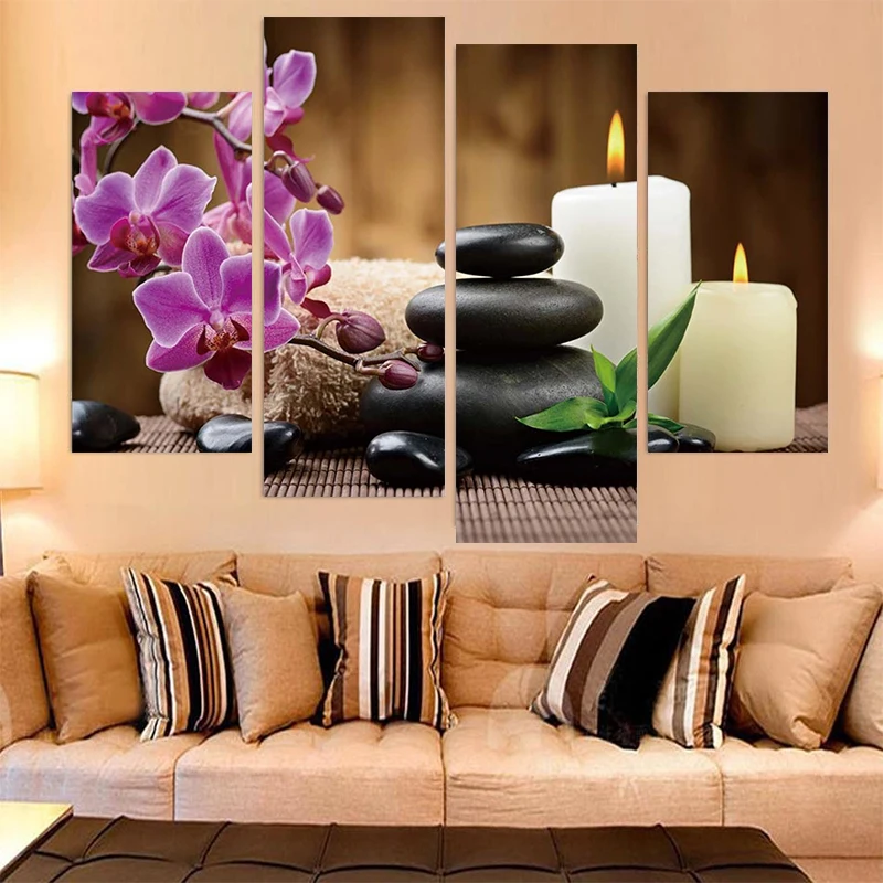 

4PCS HD Printing Zen Buddha Statue Modular Art Painting Poster Modern Living Room Bedroom Home Decoration Accessories Frameless