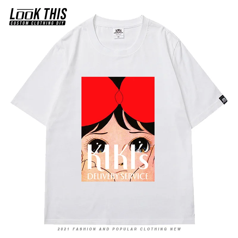 

Kiki's Delivery Service Girls Anime Female Tee Shirt Y2k Short Sleeve T-shirts Oversized T-shirt Women's T-shirt Kawaii Cartoon