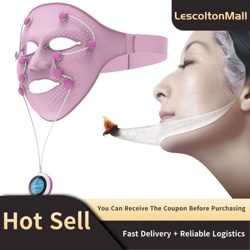 3D Electric Ultrasonic Silicone Facial Mask Device EMS V Spa Face Massager Anti Wrinkle Magnet Ion Vibration Machine