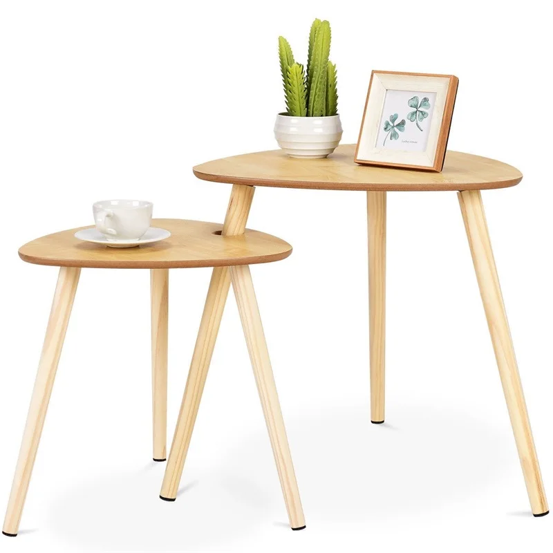 2 шт. раскладной диван боковые журнальные столы с деревянной ножкой треугольная