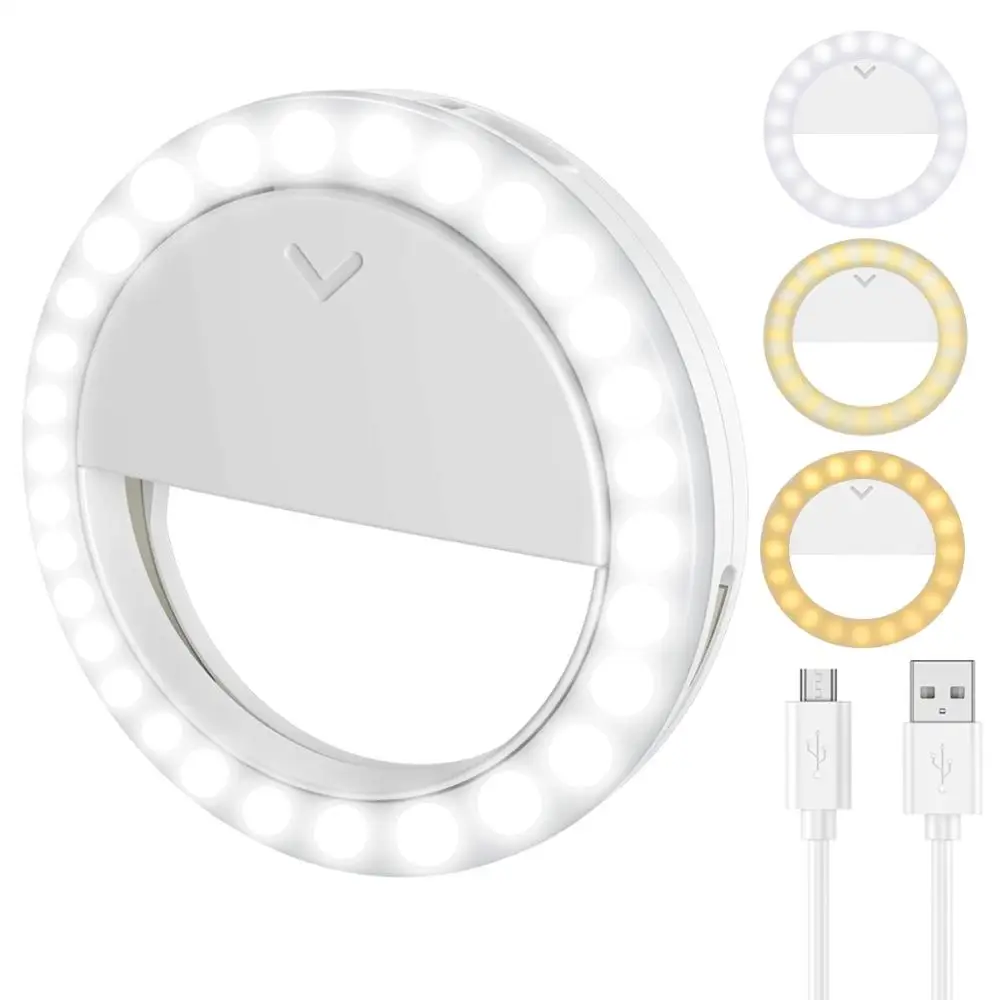Кольцевой светильник AMIR для селфи светодиодный кольцевой с зарядкой от USB
