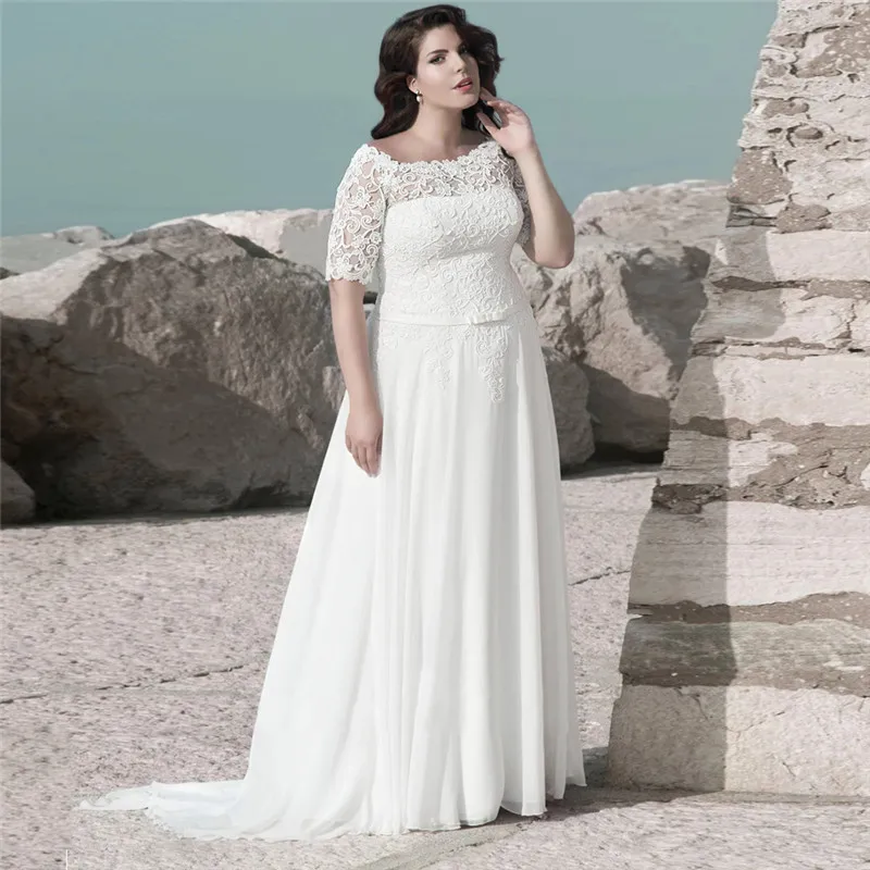 

Платье Свадебное ТРАПЕЦИЕВИДНОЕ шифоновое, с рукавом до локтя