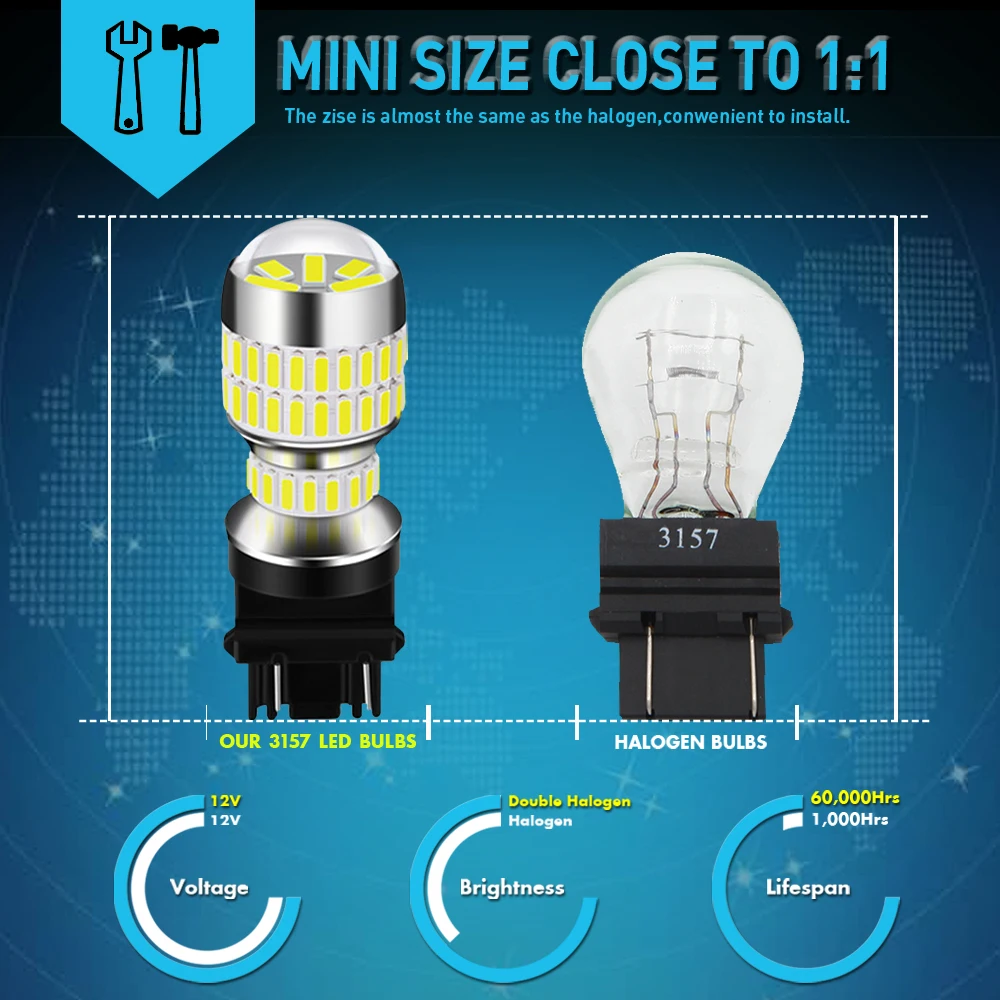 2X T25 3157 P21/7 Вт W21W Led Canbus белый CANBUS 1157 BAY15D автомобильные фонари заднего хода для