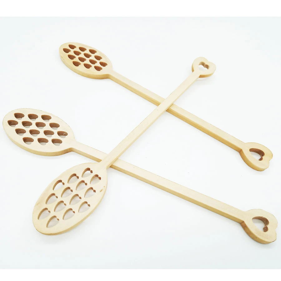 50 pcs Hollow Out Wooden Wood Honey Dipper Sticks, Honey spoon, Server for Honey Jar Dispense Drizzle Honey, Wedding Party Favor
