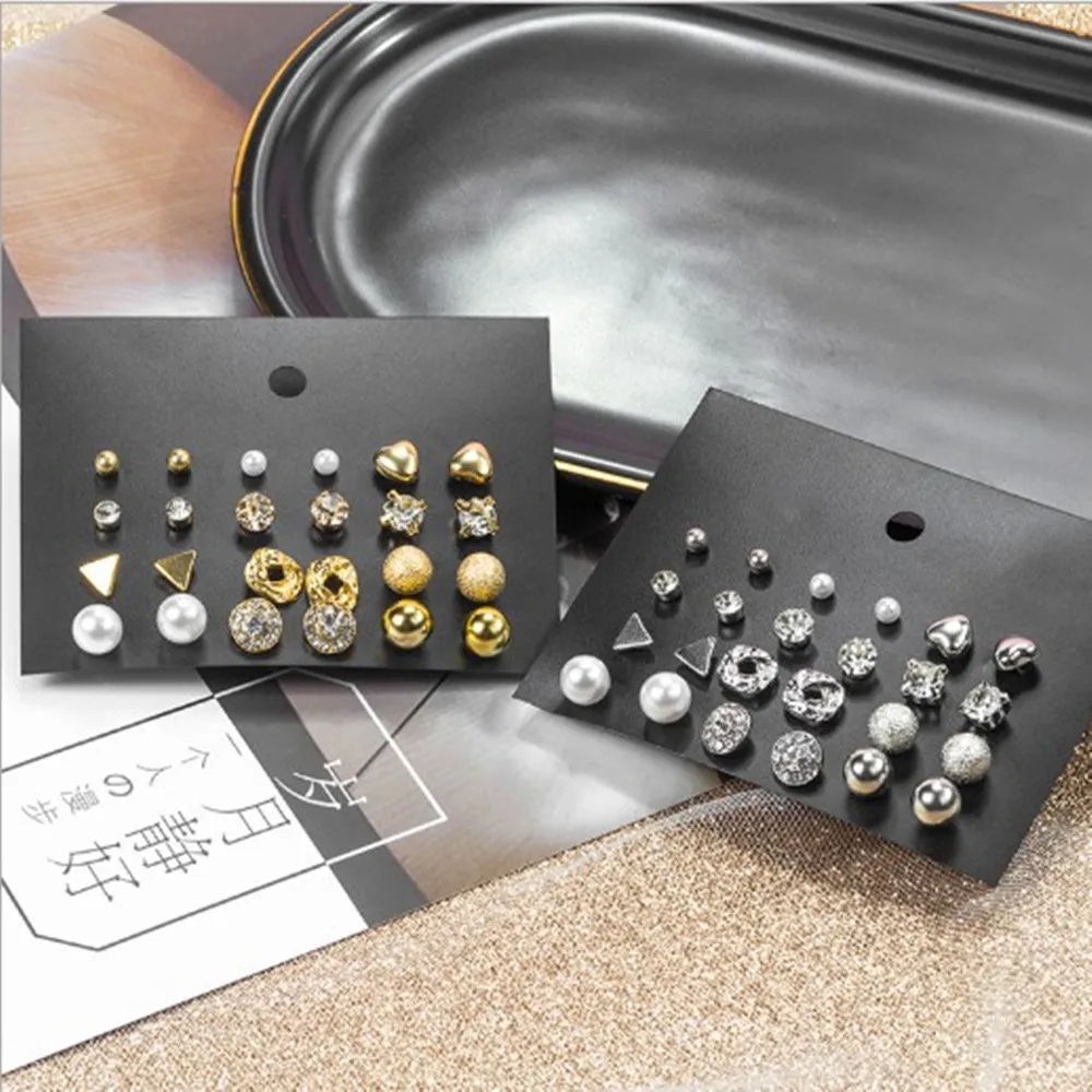 Серьги-гвоздики мужские из металлического сплава 12 пар | Украшения и аксессуары