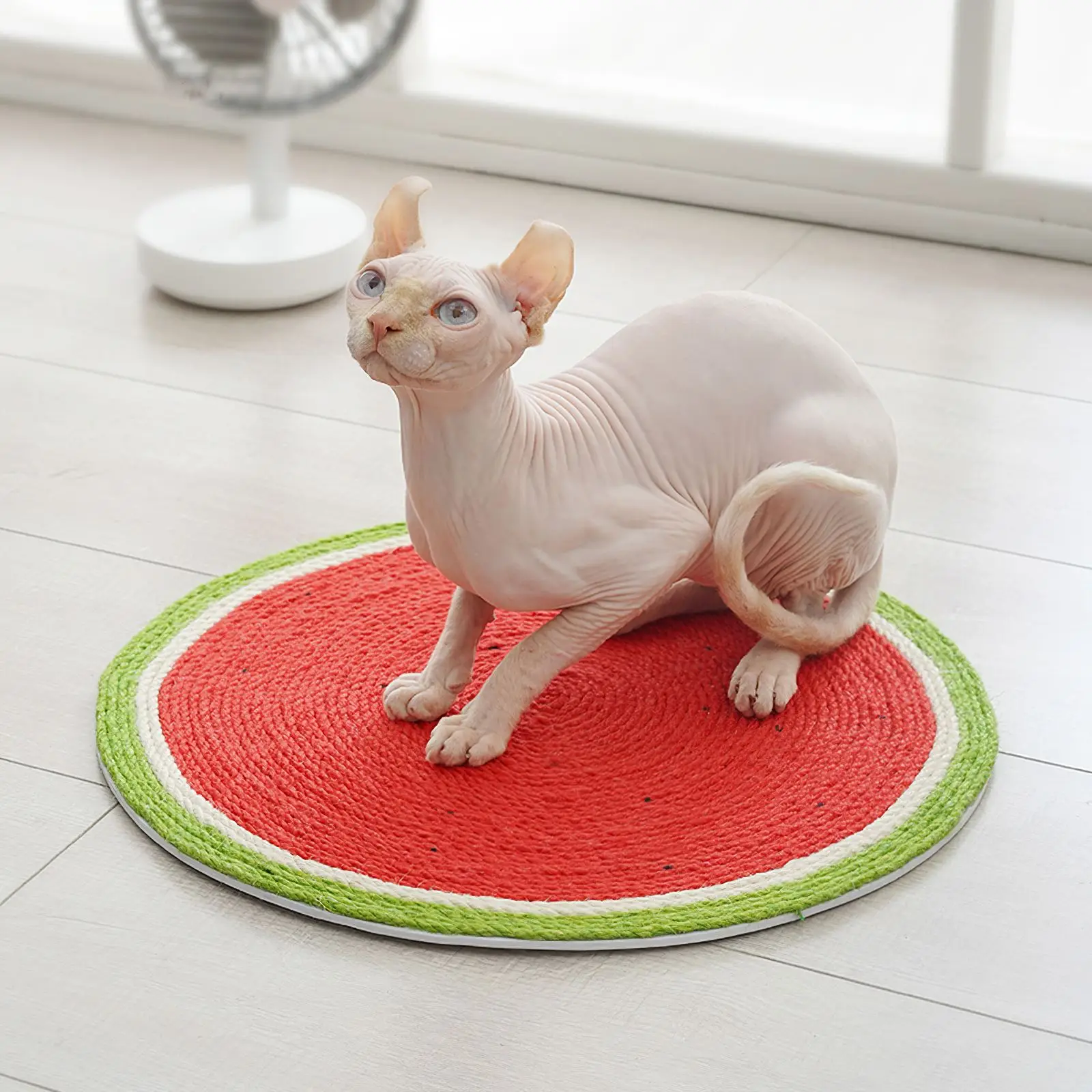 

Коврик для кошек, нескользящий коврик для кошек с рисунком арбуза, из сизаля, устойчивый к царапинам, с подвесной веревкой, для стен, дверей, ...