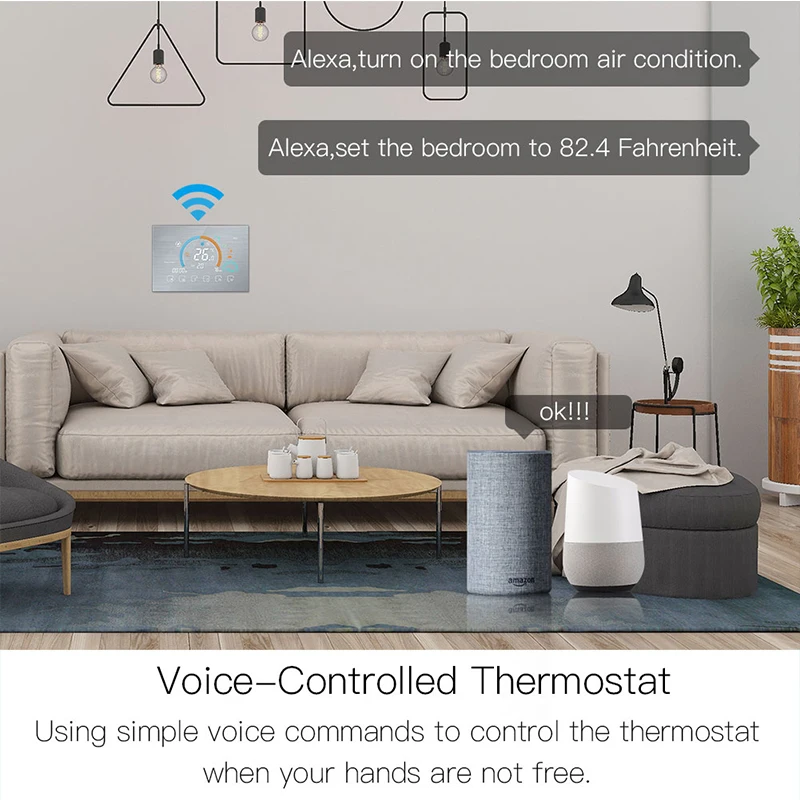 Фото Метеостанция Tuya Smart Alexa с Wi-Fi термостатом и голосовым управлением №3