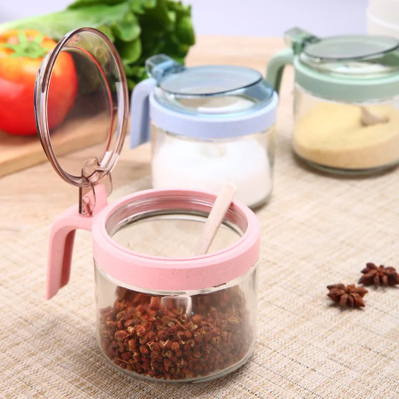 Креативный стеклянный контейнер для приправ из пшеничной соломы кухонная посуда