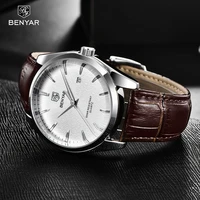 benyar fashion mens watches top brand luxury military quartz watch leather waterproof sport watch men clocks reloj hombre 2022