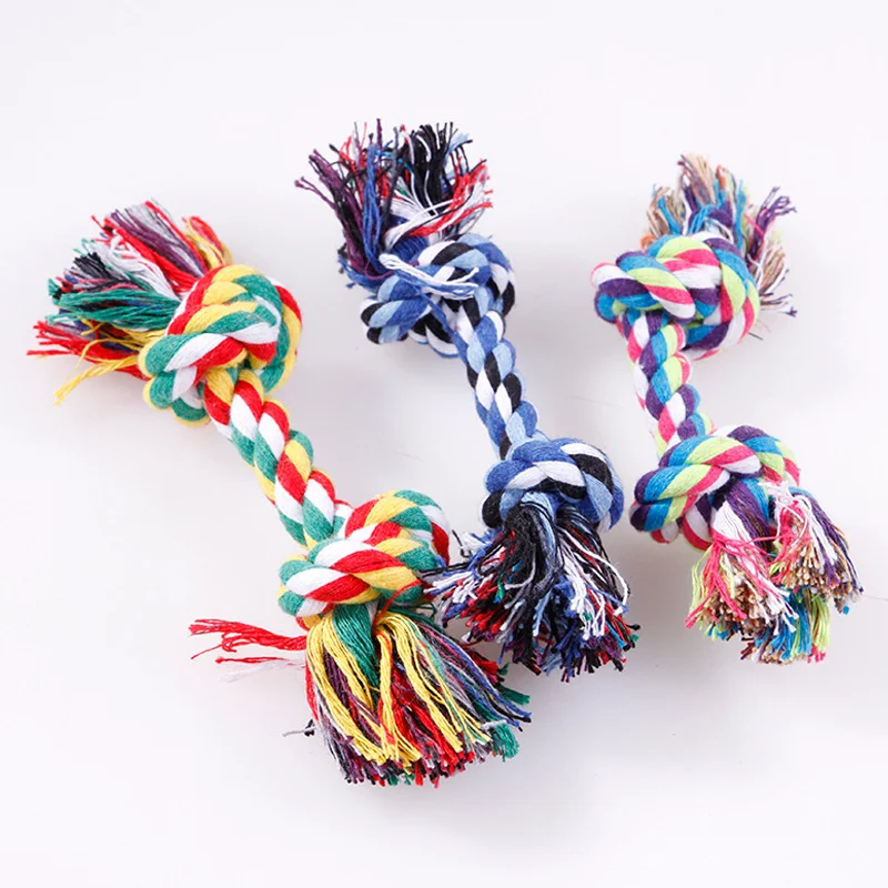 

1PC 15/18/20/25cm Cotton Rope Pet Dog Toy Dog Cotton Chew Knot Toy Durable Braided Bone Rope Puppy Molar Cleaning Teeth Toys Pet