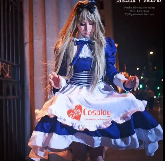 Маскарадный костюм лолита платье + головной убор фартук галстук |