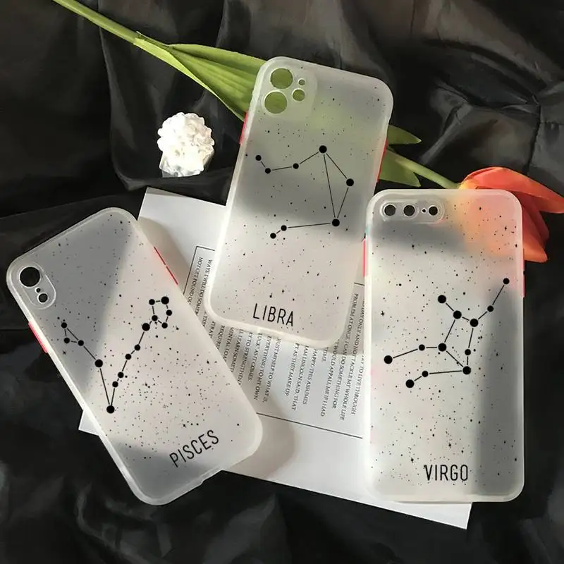 

Twelve Constellations Phone Case matte transparent For iphone 7 8 11 12 plus mini x xs xr pro max cover