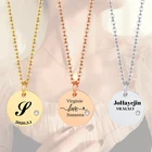 На заказ выгравировано Intinal Disc ожерелье, персонализированные имя координаты цитата, кулон из нержавеющей стали, монета ожерелье, подарок для нее