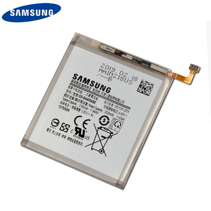 Оригинальный EB BA405ABE батареи Samsung для GALAXY A40 A405F BA405ABU 3100mAh|Аккумуляторы мобильных