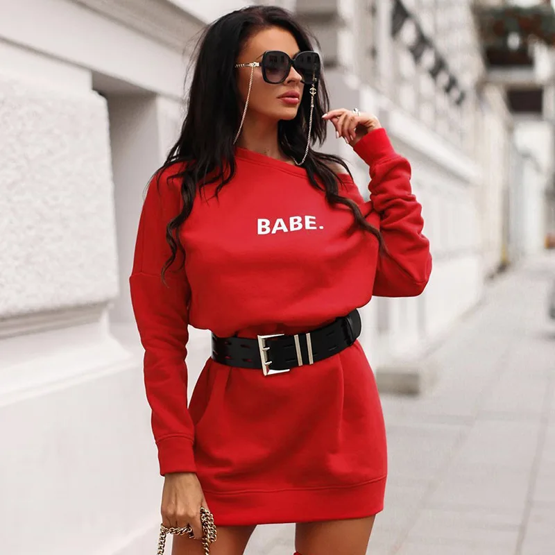 2019 осень зима женское красное черное платье женская уличная мода повседневное с