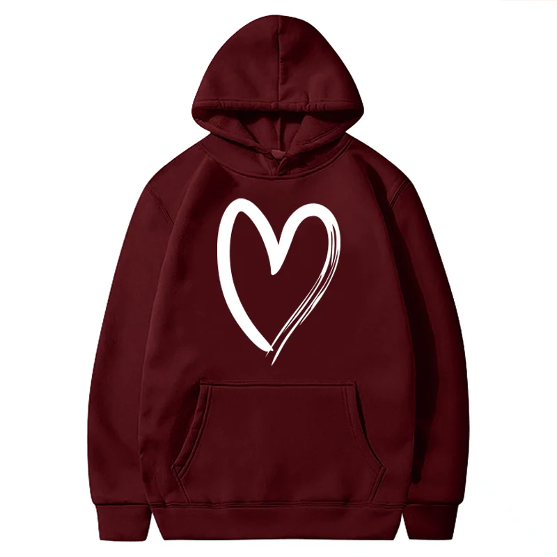 

Женская толстовка с капюшоном и принтом в виде сердца, Осень-зима