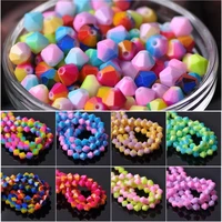 rainbow coated colors bicone faceted opqaue glass 6mm 8mm loose spacer beads wholesale lot for jewelry making findings diy