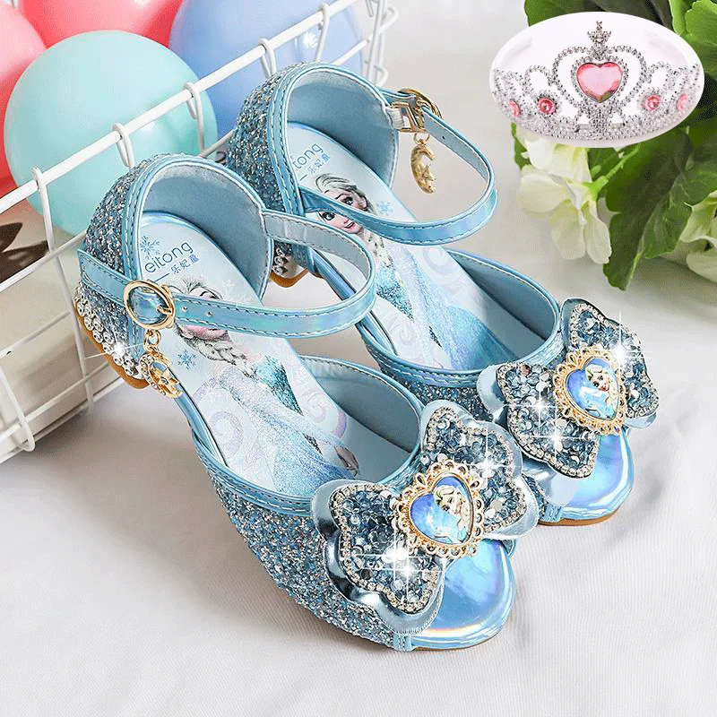 

Босоножки для девочек с кристаллами, на высоком каблуке