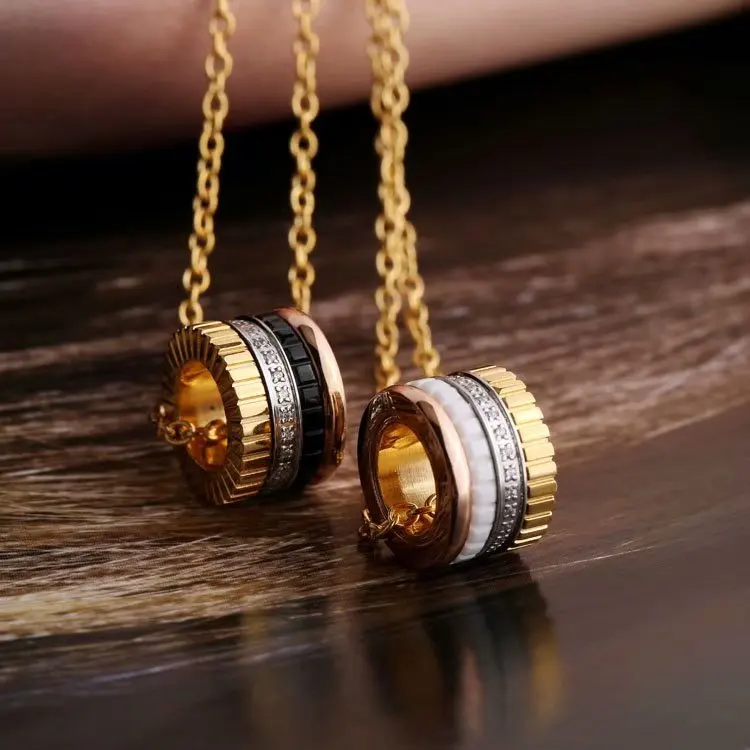 Ожерелье женское из керамики с цирконом брендовая бижутерия белого и черного