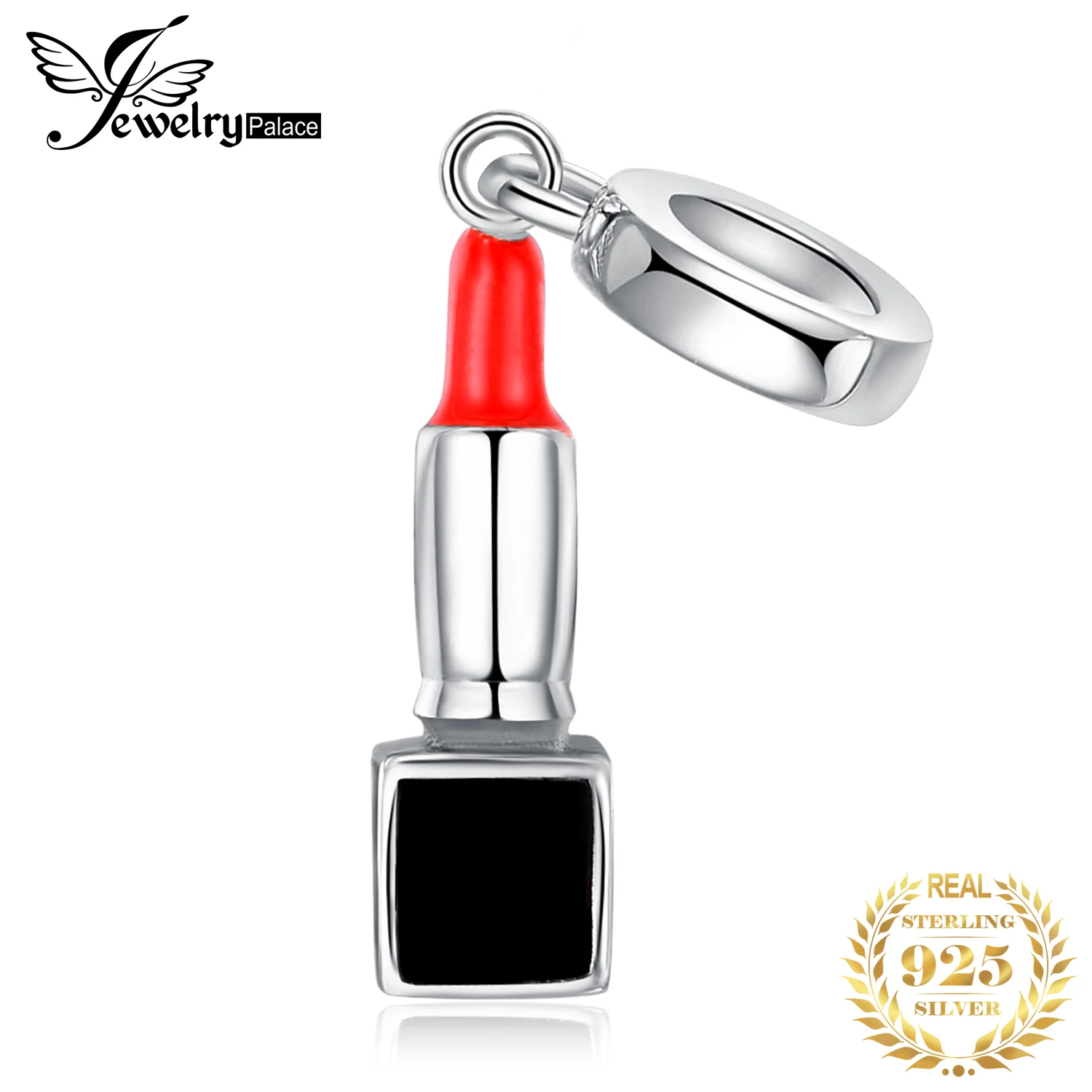 JewelryPalace Винтаж красный эмалевая Помада Подвеска круглая Fit браслет 925 пробы