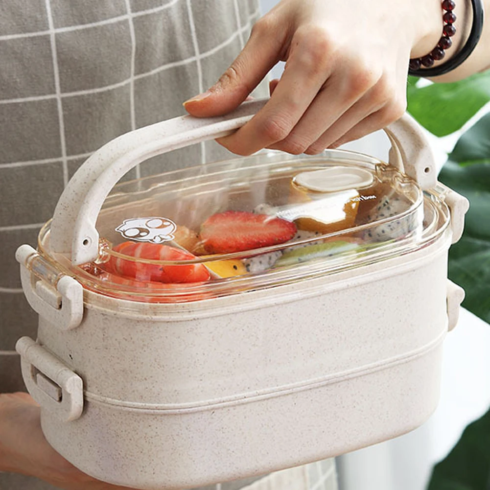 

Bento Box Portable Healthy Material Lunch Box2Layer Wheat Straw Bento Boxes Microwave Dinnerware Food Storage Container Foodbox