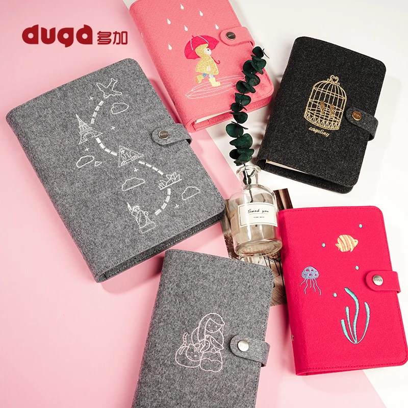 Шерстяной войлок A5 A6 Блокнот с вышивкой в виде листьев стиль дневник план бизнес